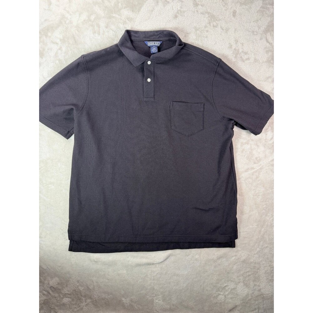 Black Lands' End Men's Made in USA Polo Size XL 46-48 Short Sleeve 90s